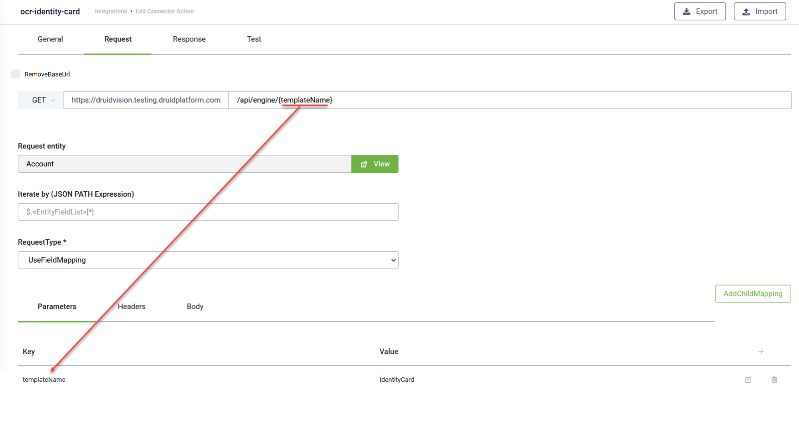 REST request settings