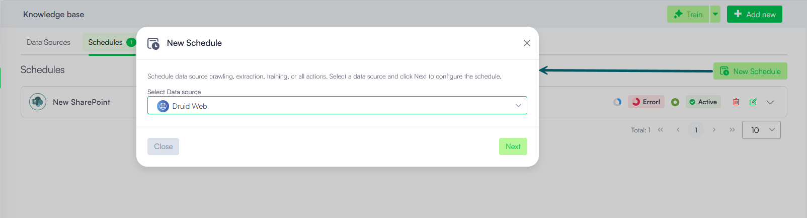 Knowledge Base Schedule