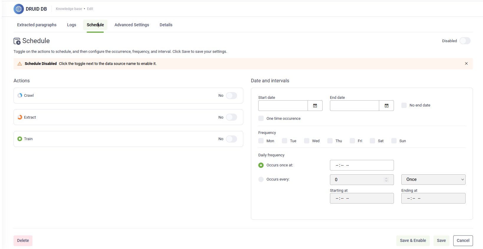 Knowledge Base Schedule