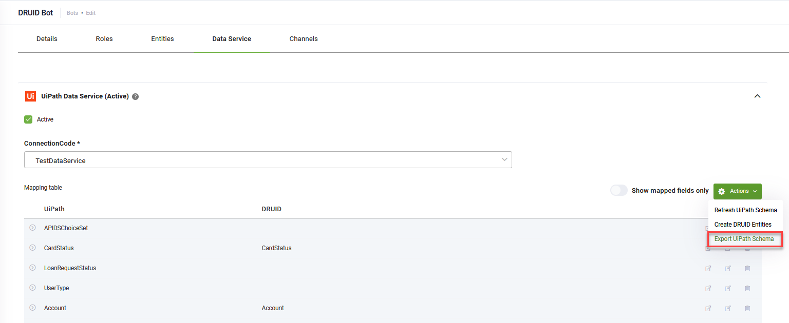 UiPath Data Service