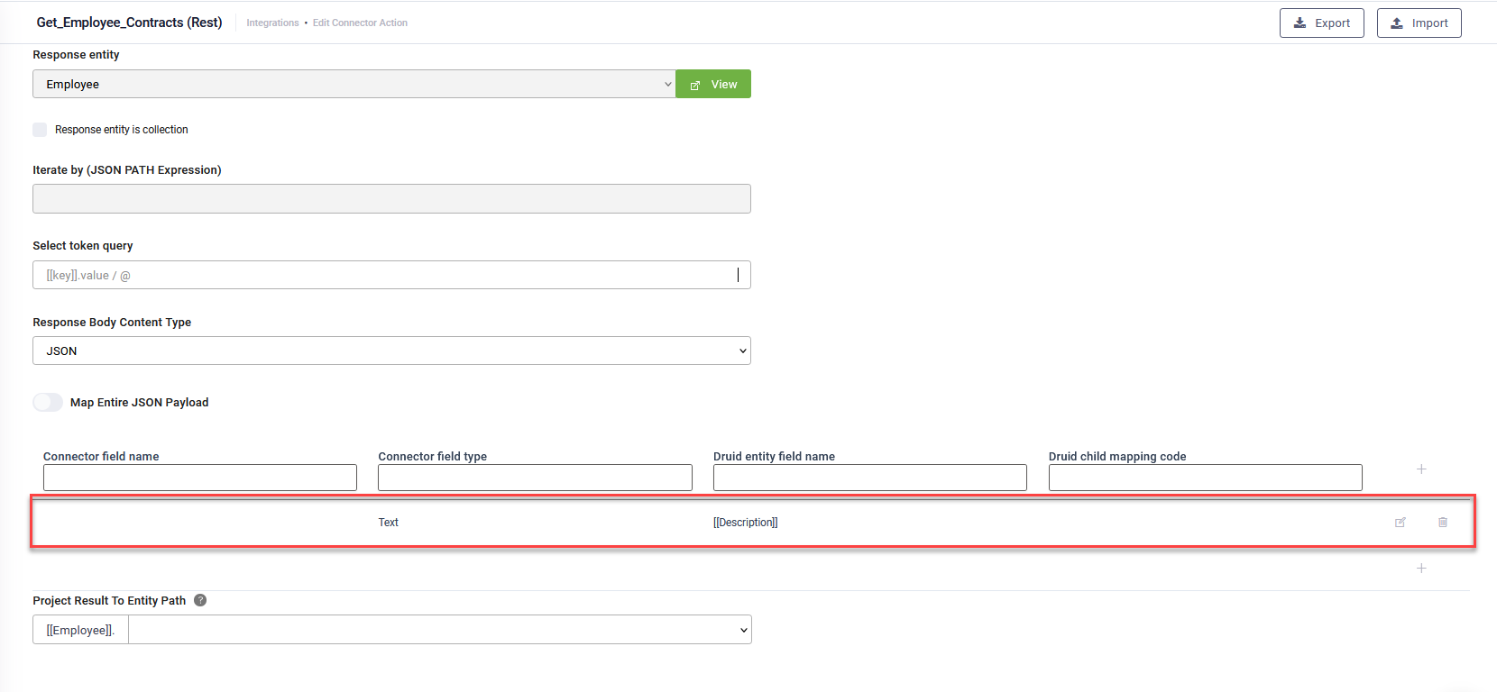 Map the Response Payload as a String